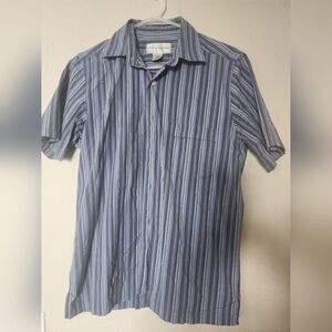 Croft and Barrow Shirt, Men's Small Blue and Brown Striped Shirt